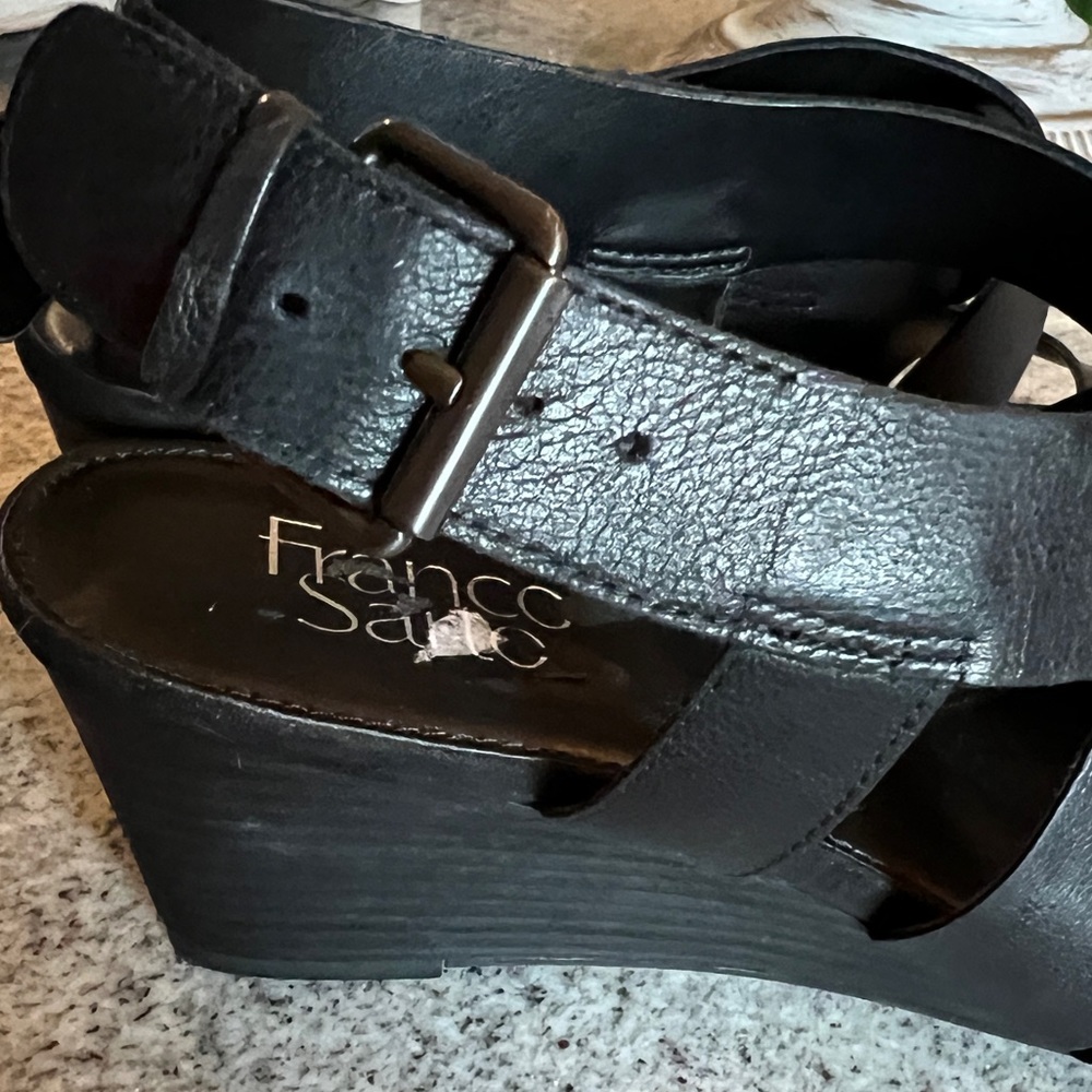 Franco Sarto Black Mini Wedge Danelle Sandal, size 9 - Picture 3 of 8
